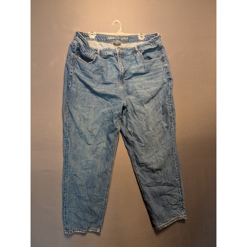 American Eagle Outfitters Mom Jeans Womens 20 Blue Denim Cotton Comfort Stretch